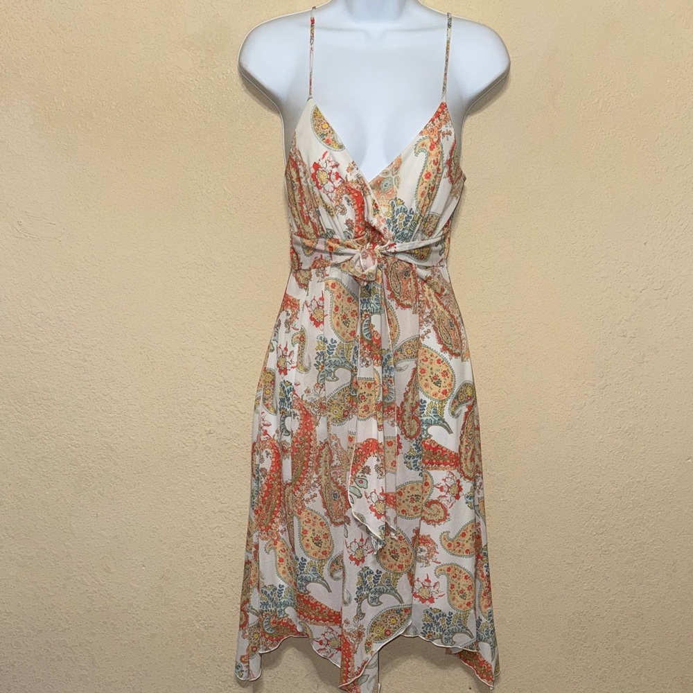 Trixxi Asymmetrical Paisley Dress in Multicolor